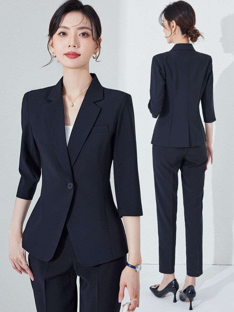 黑色西装外套女薄七分袖夏季气质职业高端面试西服套装正装工作服,女装/女士精品,西装,淘宝优惠券,粉丝福利购,淘宝优惠卷