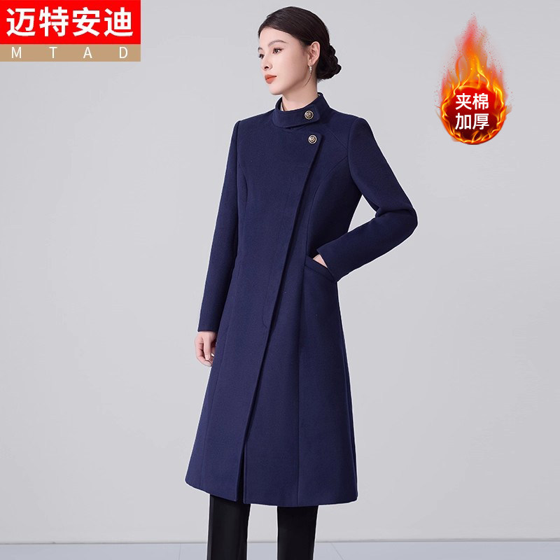 高级感职业毛呢大衣女银行体制工装加厚呢子外套保暖售楼部工作服