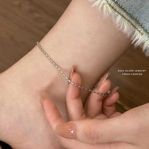 s925纯银冷淡风小米粒豆豆脚链女