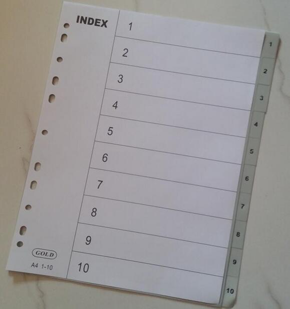 1-10分页纸 10分页纸 1-10数字隔页纸 1-10索引纸 10页索引纸