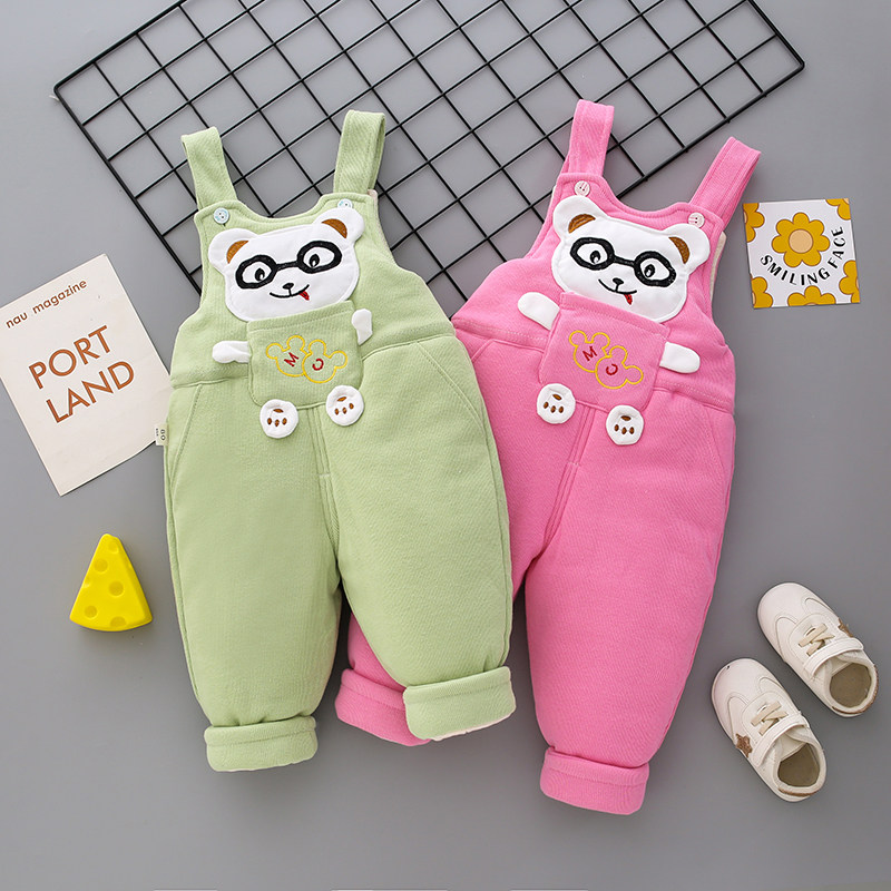 宝宝背带裤加厚加绒冬季棉裤婴儿背带裤0-1岁2岁男宝宝女宝宝裤子