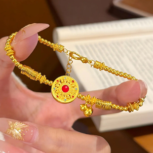 铜合金手链 珐琅彩八宝罗盘葫芦手链女盘缠新中式手串高级感饰品