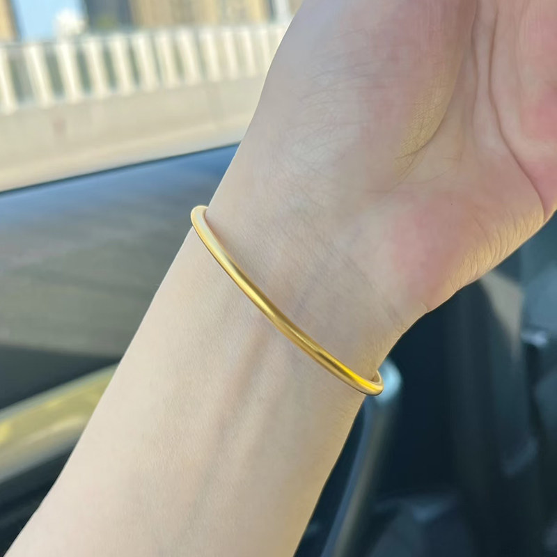 铜合金手镯 经典素圈实心手镯女高级感简约百搭叠戴镯子首饰