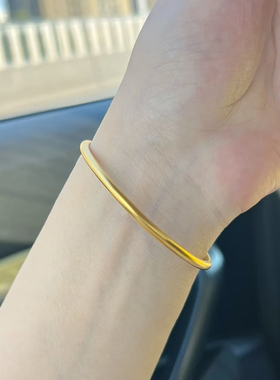 铜合金手镯 经典素圈实心手镯女高级感简约百搭叠戴镯子首饰