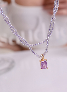 钛钢项链 新中式小众复古紫色项链女轻奢choker锁骨链颈链配饰品