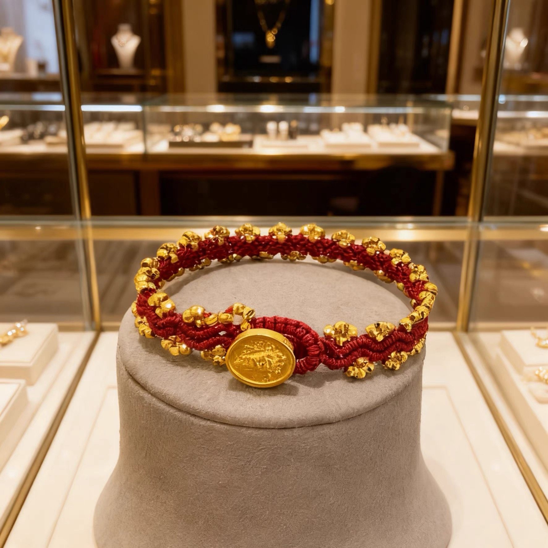 铜合金手链 精致高级感黄财神红绳手链女手工编绳蹦迪珠手绳配饰,饰品/流行首饰/时尚饰品新,手链,淘宝优惠券,粉丝福利购,淘宝优惠卷