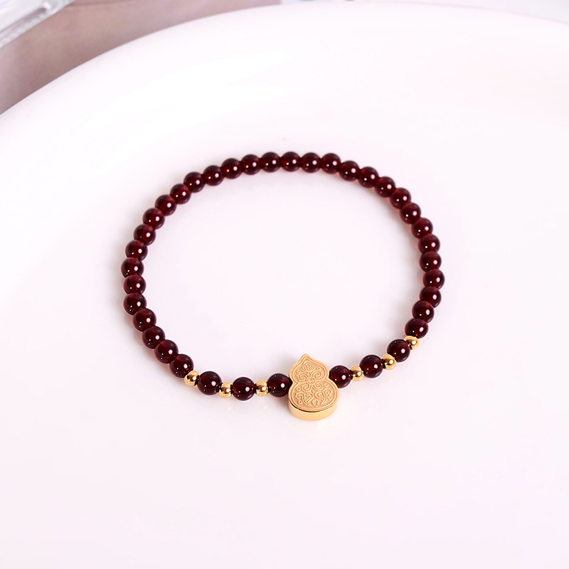 钛钢手链 百搭红色珠珠葫芦手链女高级感轻奢手串精致手饰品