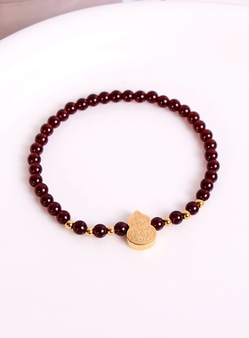 钛钢手链 百搭红色珠珠葫芦手链女高级感轻奢手串精致手饰品