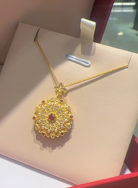铜合金项链 新中式向阳花如意罗盘项链女精致气质锁骨链高级饰品