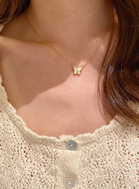 钛钢项链 蝴蝶项链女夏日小众ins风百搭简约锁骨链气质高级感配饰