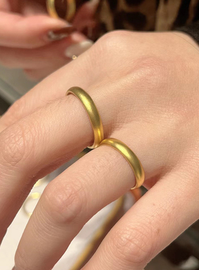 钛钢戒指 简约哑光素圈戒指女轻奢时尚经典食指环万福素戒不掉色