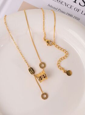 钛钢项链 百搭数字项链女轻奢小众高级小蛮腰锁骨链气质毛衣链