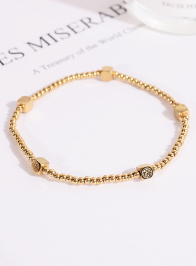 钛钢手链 小方糖福字手链女气质轻奢小众设计高级感手串不掉色