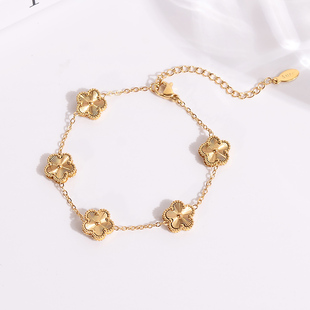 钛钢手链 绝美五花五叶草手链女~显白高级幸运草手饰不褪色百搭