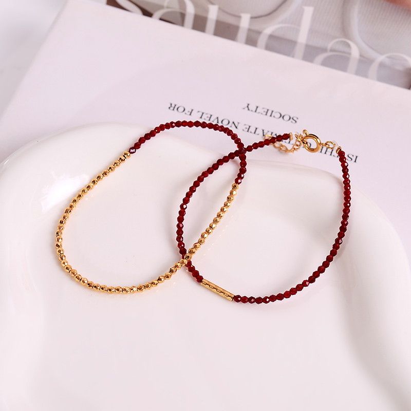 钛钢手链 蹦迪珠红色手链女百搭叠戴纤细精致轻奢手串不褪色