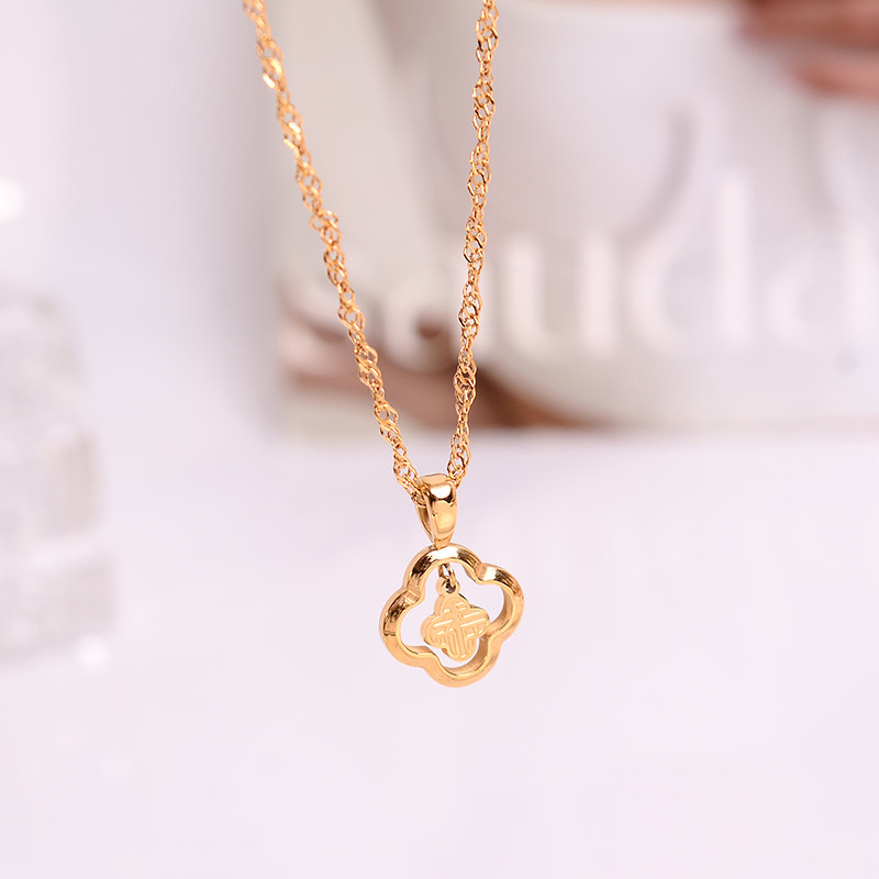 钛钢项链 幸运福牌项链女不掉色轻奢高级感锁骨链气质百搭配饰