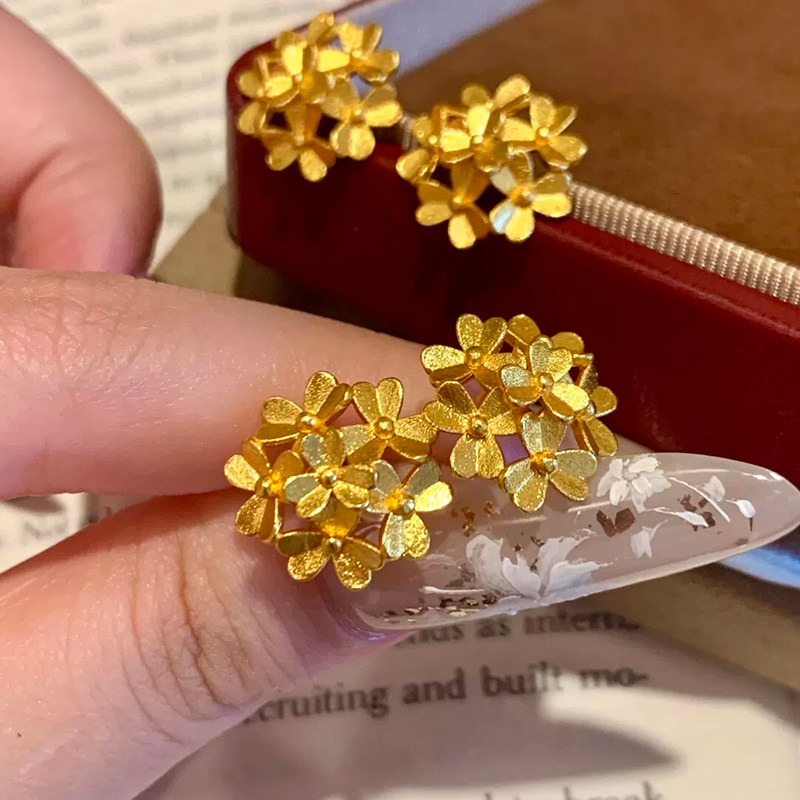 铜合金耳饰 新中式繁花似锦耳钉女高级感气质耳环精致百搭耳饰,饰品/流行首饰/时尚饰品新,耳钉,淘宝优惠券,粉丝福利购,淘宝优惠卷