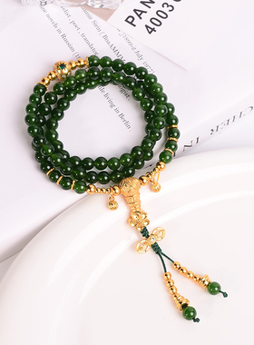 铜合金项链 新中式金刚杵葫芦项链女高级百搭轻奢绿色锁骨链两用