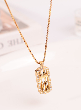 钛钢项链 新中式设计感轻奢算盘项链女百搭锁骨链气质不褪色配饰