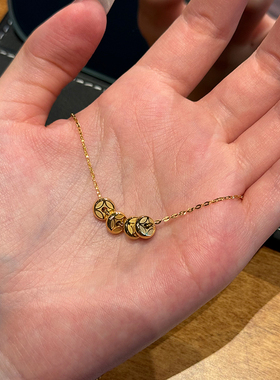 钛钢项链 百搭钱币盘缠秤砣项链女时尚简约小众锁骨链不掉色