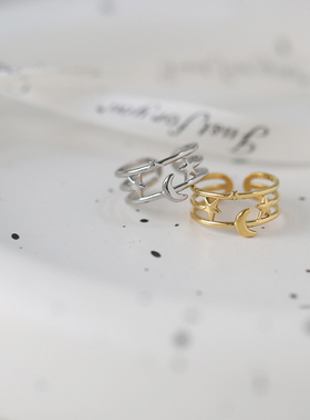 钛钢戒指 日系星空戒指女复古高级感时尚小众设计ins食指环不褪色