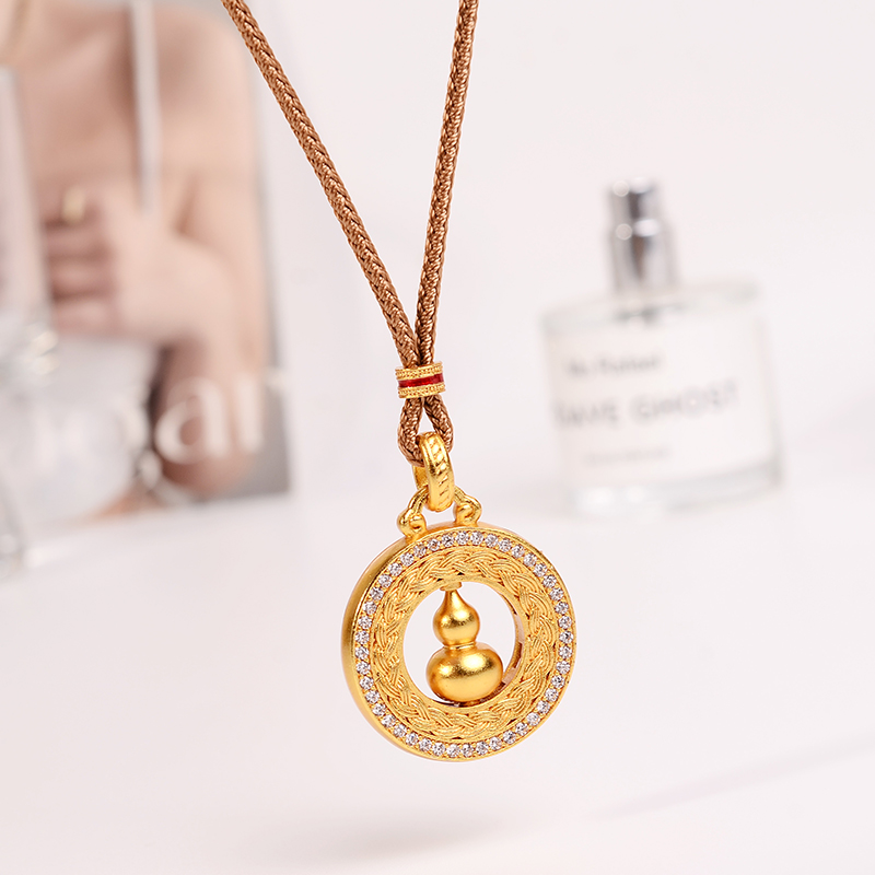 铜合金项链 麦穗葫芦福禄项链女如意绳罗盘长款毛衣链衣服配饰品