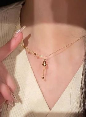 钛钢项链 轻奢精致小葫芦项链女ab链设计感百搭锁骨链不褪色首饰