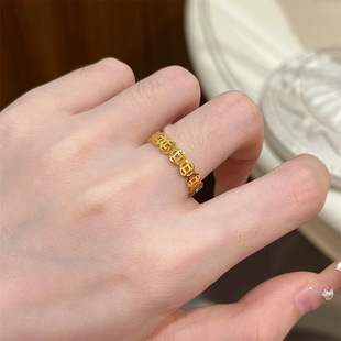 钛钢戒指 洗手不用摘~钱币戒指女复古铜钱食指戒气质百搭指环手饰