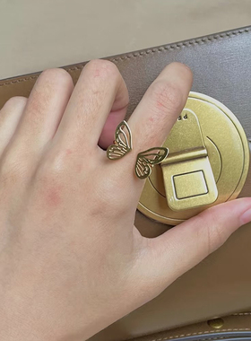 钛钢戒指 镂空蝴蝶戒指女立体ins风简约食指戒小众设计感指环手饰