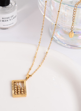 钛钢项链 可拨动精致算盘项链女时尚轻奢锁骨链高级感不褪色配饰