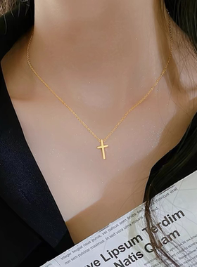 钛钢项链 迷你小十字架项链女轻奢设计感百搭锁骨链不褪色饰品
