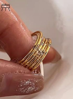 钛钢戒指 洗手不用摘！极细叠戴戒指女基础百搭简约ins潮素圈指环