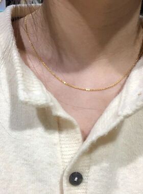 钛钢项链 洗澡不用摘百搭素链闪亮亮细项链女锁骨链可挂吊坠饰品