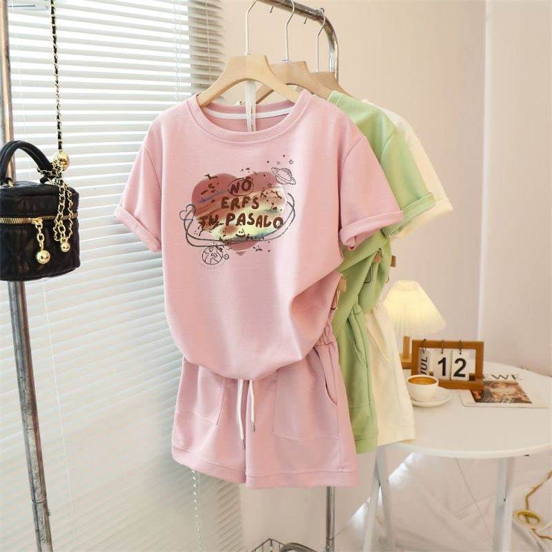 女童套装2025新款休闲运动服夏季宽松显瘦短袖短裤学生夏季两件套