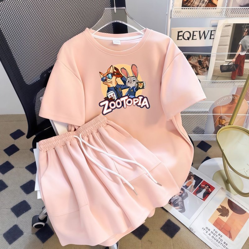 夏季卡通疯狂动物城朱迪尼克中大童运动套装女童短袖短裤两件套潮,童装/婴儿装/亲子装,套装,淘宝优惠券,粉丝福利购,淘宝优惠卷