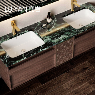 进口天然奢石普拉达绿陶瓷无缝一体盆浴室柜卫生间洗漱台洗脸台盆