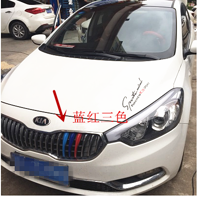 起亚 改装中网三色贴纸 K3 k3S 改装中网三色贴纸拉花个性 改色贴