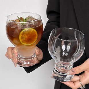 ins宽口玻璃杯果汁咖啡杯大容量家用啤酒杯水杯高颜值饮料杯子