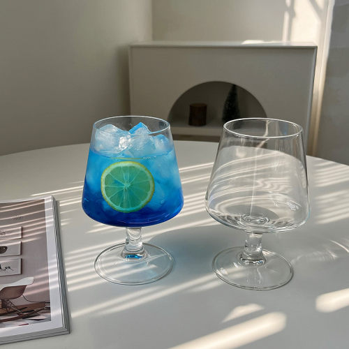 ins风菱形矮脚水晶玻璃杯