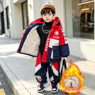 英国Gopers男童套装棉衣奥特曼儿童装棉服冬装加厚加绒保暧冲锋衣