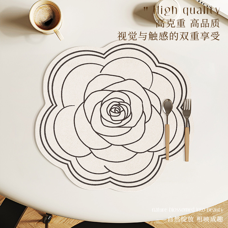 轻奢高级感圆形餐垫隔热防水防油免洗餐桌垫防烫台面简约茶几桌布