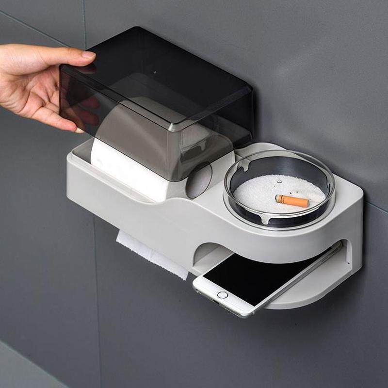 卫生间厕纸盒免打孔厕所纸巾盒壁挂式防水抽纸带烟灰缸卷纸置新品,收纳整理,纸巾盒,淘宝优惠券,粉丝福利购,淘宝优惠卷