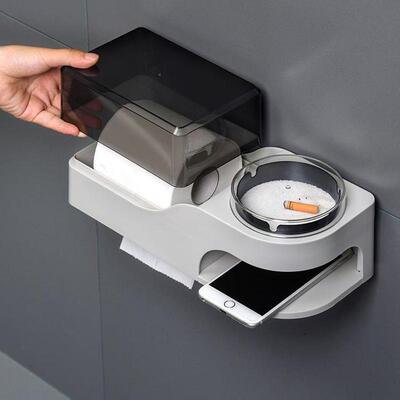 卫生间厕纸盒免打孔厕所纸巾盒壁挂式防水抽纸带烟灰缸卷纸置新品