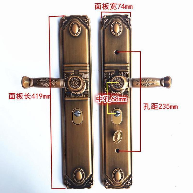 防盗门锁大门把手加大面板通用型双开门对开门面板锁芯锁体三新款