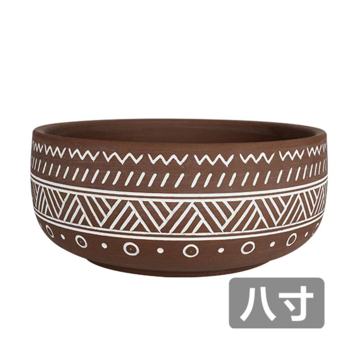 圆形紫砂红陶家用阳台办公仙人掌多肉简约花盆耐用大口径室内复古