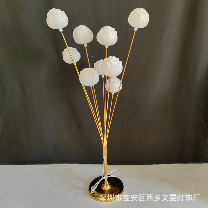 新款婚庆道具电镀玫瑰花蕾路引婚礼布置装饰幸福果海星发光路引灯