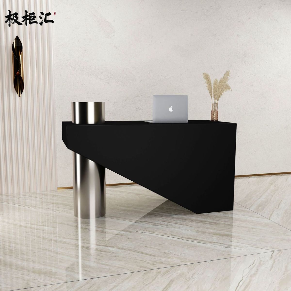 收银台服装店简约现代吧台桌不锈钢柜台小型店铺公司前台接待台