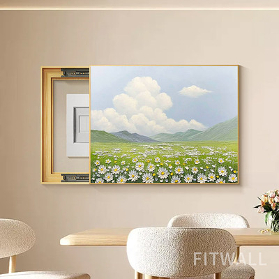 电表箱装饰画2025新款餐厅玄关弱电盒遮挡电闸开关挂画手绘油画