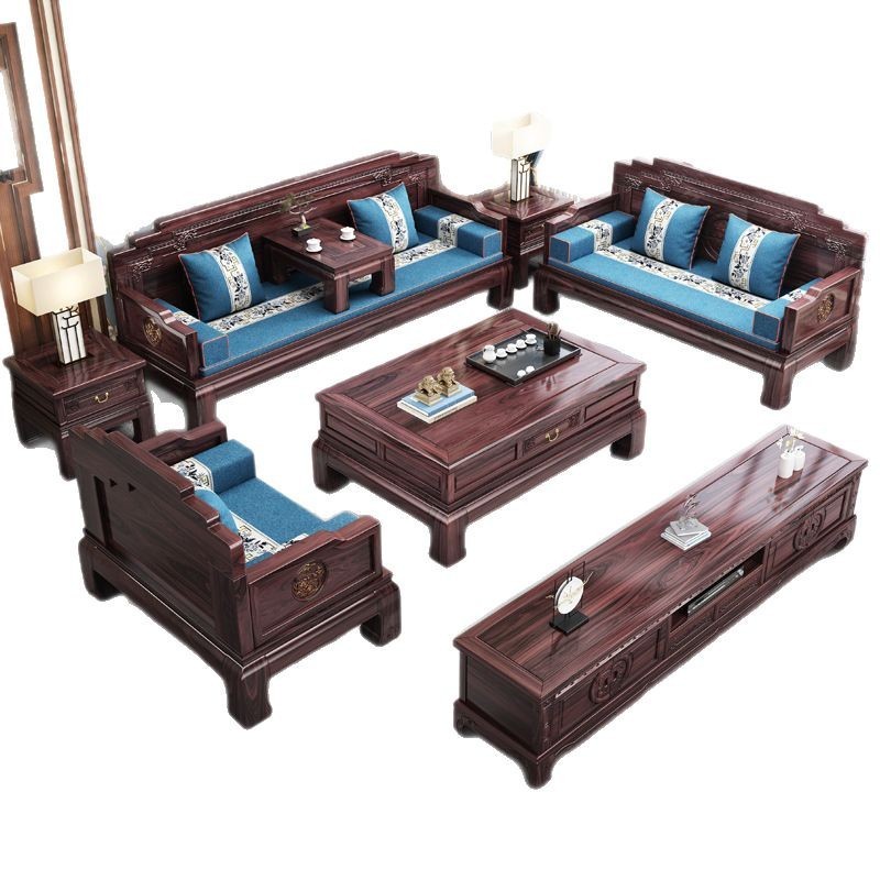 新中式酸枝木全实木沙发组合大户型高端古典家用客厅明清别墅家具
