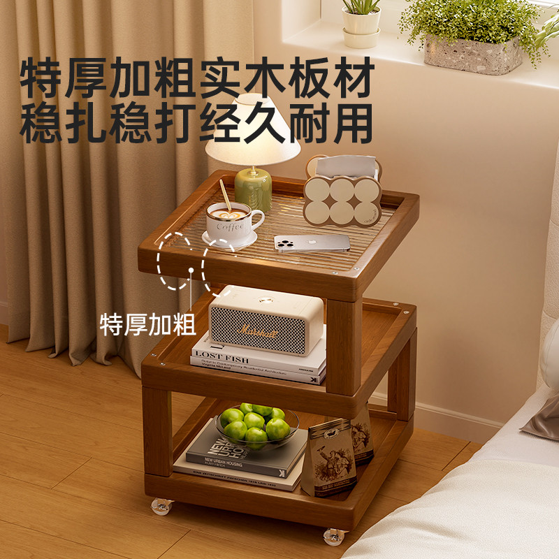 可移动床头柜替代品小型实木床头置物架小边几创意家用卧室收纳柜